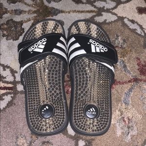 Black Adidas slides